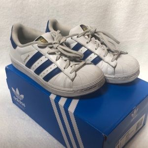 Adidas Blue/White stripe Superstar C tennis shoes